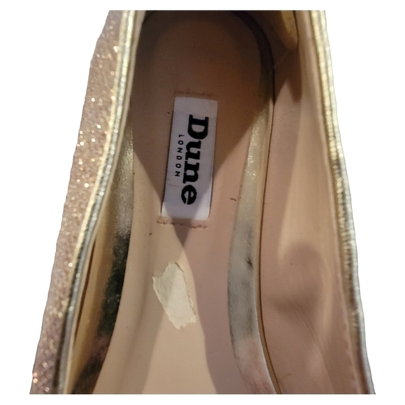 Dune London Women's Meanda Square Toe Flats Gold Size 7 - Picture 7 of 9